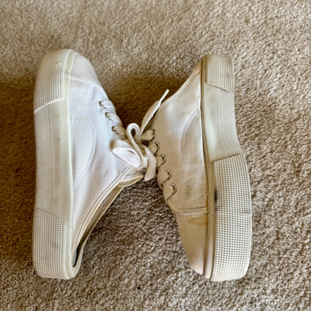 No Boundaries White Canvass Lace UP Chunky Platform Mule 90"s y2k Shoe sz 7 M - Picture 2 of 8